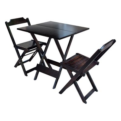 Kit 6 Conjuntos De Mesa Dobravel Com 2 Cadeiras De Madeira 70X70 - Taba - Marrom