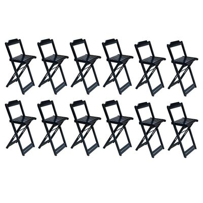 Kit 6 Jogos De Mesa Bistrô De Madeira Com 2 Cadeiras Dobravel Preto - Preto