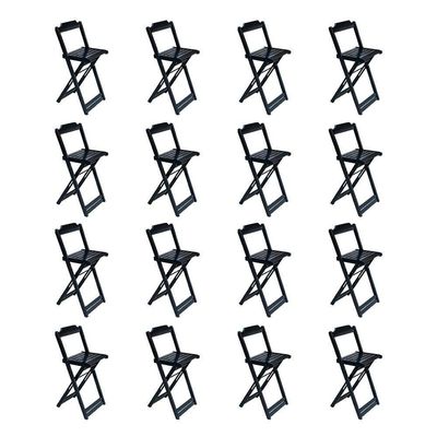 Kit 8 Jogos De Mesa Bistrô De Madeira Com 2 Cadeiras Dobravel Preto - Preto