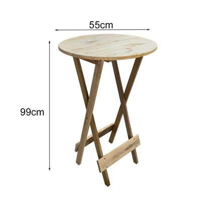 Kit Mesa Bistrô De Madeira Dobrável Com 3 Banquetas - Crua