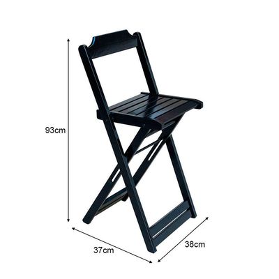 Kit 4 Jogos De Mesa Bistrô De Madeira Dobrável Com 3 Banquetas - Preto