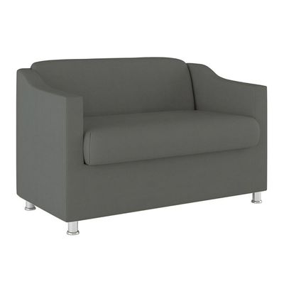 Kit Poltrona Tilla Recepção + Namoradeira Sala, Quarto Suede cinza