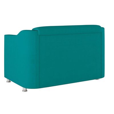 Kit Poltrona Tilla Recepção + Namoradeira Sala, Quarto Suede azul Turquesa
