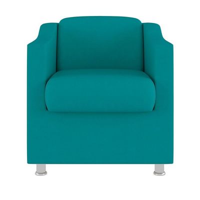 Kit Poltrona Tilla Recepção + Namoradeira Sala, Quarto Suede azul Turquesa