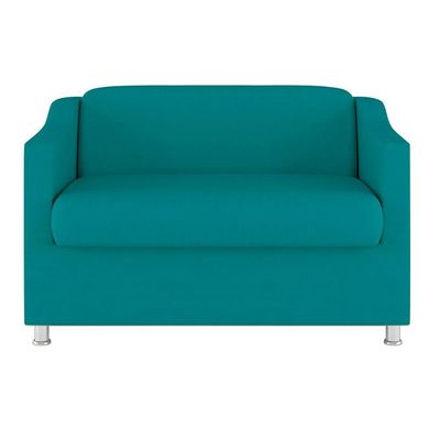 Kit Poltrona Tilla Recepção + Namoradeira Sala, Quarto Suede azul Turquesa