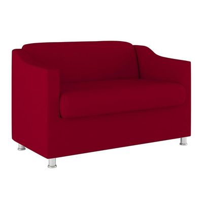 Kit Poltrona Tilla Recepção + Namoradeira Sala, Quarto Suede vermelho