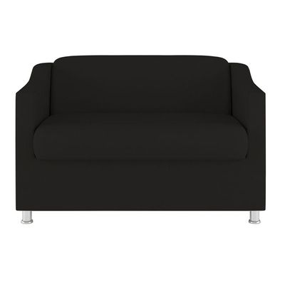 Kit Poltrona Tilla Recepção + Namoradeira Sala, Quarto Suede preto