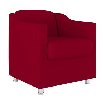 Kit Poltrona Tilla Recepção + Namoradeira Sala, Quarto Suede vermelho
