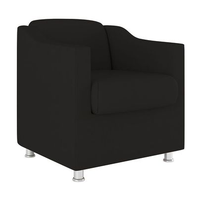Kit Poltrona Tilla Recepção + Namoradeira Sala, Quarto Suede preto