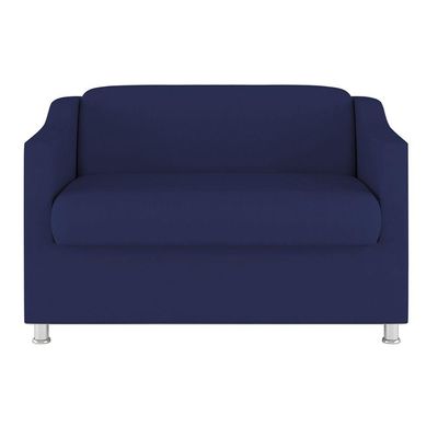Kit Poltrona Tilla Recepção + Namoradeira Sala, Quarto Suede azul Marinho