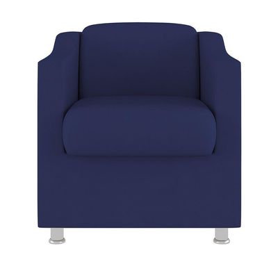 Kit Poltrona Tilla Recepção + Namoradeira Sala, Quarto Suede azul Marinho