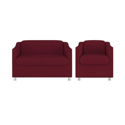 Kit Poltrona Tilla Recepção + Namoradeira Sala, Quarto Suede marsala