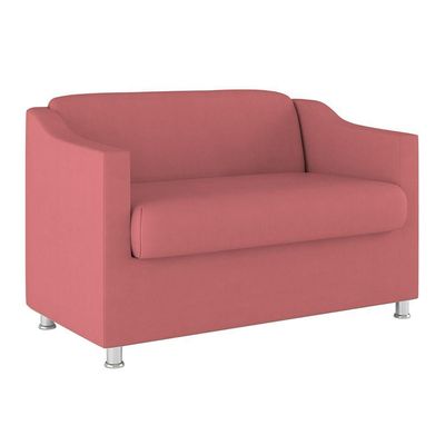 Kit Poltrona Tilla Recepção + Namoradeira Sala, Quarto Suede rosa