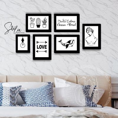 Quadros Placas Mdf 6mm Sala Quarto Frases 6un 29x20