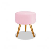 Puff Magnus Redondo Decorativo Pé Palito Rosa Chiclete