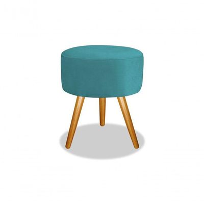 Combo Puff Magnus Redondo Decorativo Pé Palito Azul Tiffany