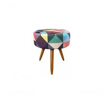 17000560133972 Puff Banqueta Decoração Redondo Triangulo Pés Castanho