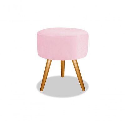 Puff Magnus Redondo Decorativo Pé Palito Rosa Chiclete