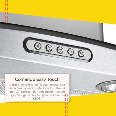 Coifa de Parede 75cm Vidro Curvo Duto Slim Fogatti Inox 110V 110V