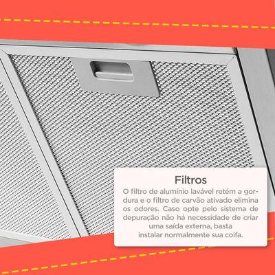 Coifa de Parede 75cm Vidro Curvo Duto Slim Fogatti Inox 110V 110V