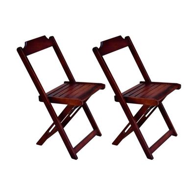 Kit 2 Cadeiras De Madeira Dobravel Imbuia - Marrom