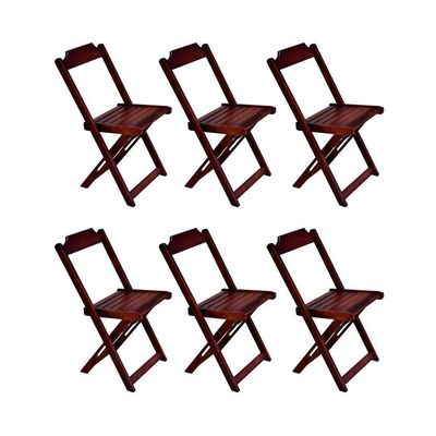 Kit 6 Cadeiras De Madeira Dobravel Imbuia - Marrom