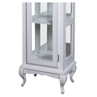 Cristaleira Torre Lateral Com 1 Porta de Vidro e 3 Prateleiras Com Espelhos 1077-e Branca