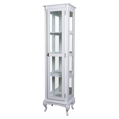 Cristaleira Torre Lateral Com 1 Porta de Vidro e 3 Prateleiras Com Espelhos 1077-e Cera Clara