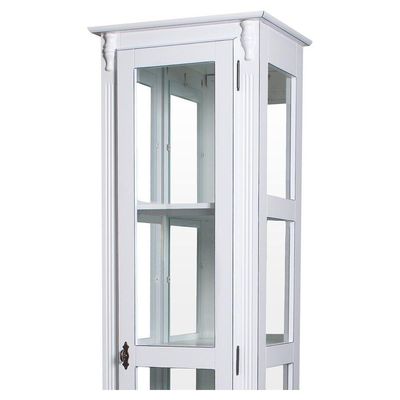 Cristaleira Torre Lateral Com 1 Porta de Vidro e 3 Prateleiras Com Espelhos 1077-e Cera Clara