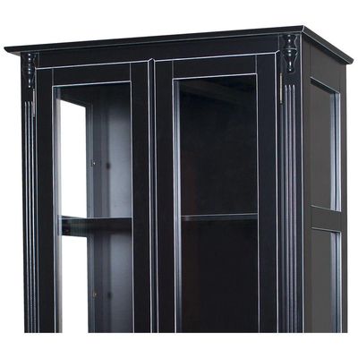 Cristaleira Lateral Com 2 Portas de Vidro e 3 Prateleiras 301 Preta
