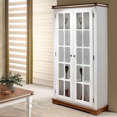 Cristaleira Lateral Com 2 Portas Vidro E 4 Prateleiras Internas Manchester - M52036 Garapa - Verniz