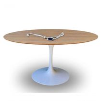 Mesa De Jantar Tulipa Saarinen Redonda 198x122cm Tampo Cor Jade