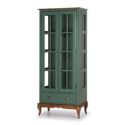 Cristaleira Lateral De Vidro Com 2 Portas, 1 Gaveta E 3 Prateleiras Hannover - M560808 - Verniz