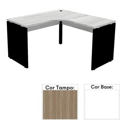 Mesa De Escritório Em L Pé Painel Pe25 Em Mdp 155 X 155 X 60 Cm Cor Noce Naturalle E Base Preta