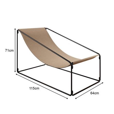 Espreguiçadeira Industrial Luxo Arpoador Tecido Suede Bege - Cor: Bege