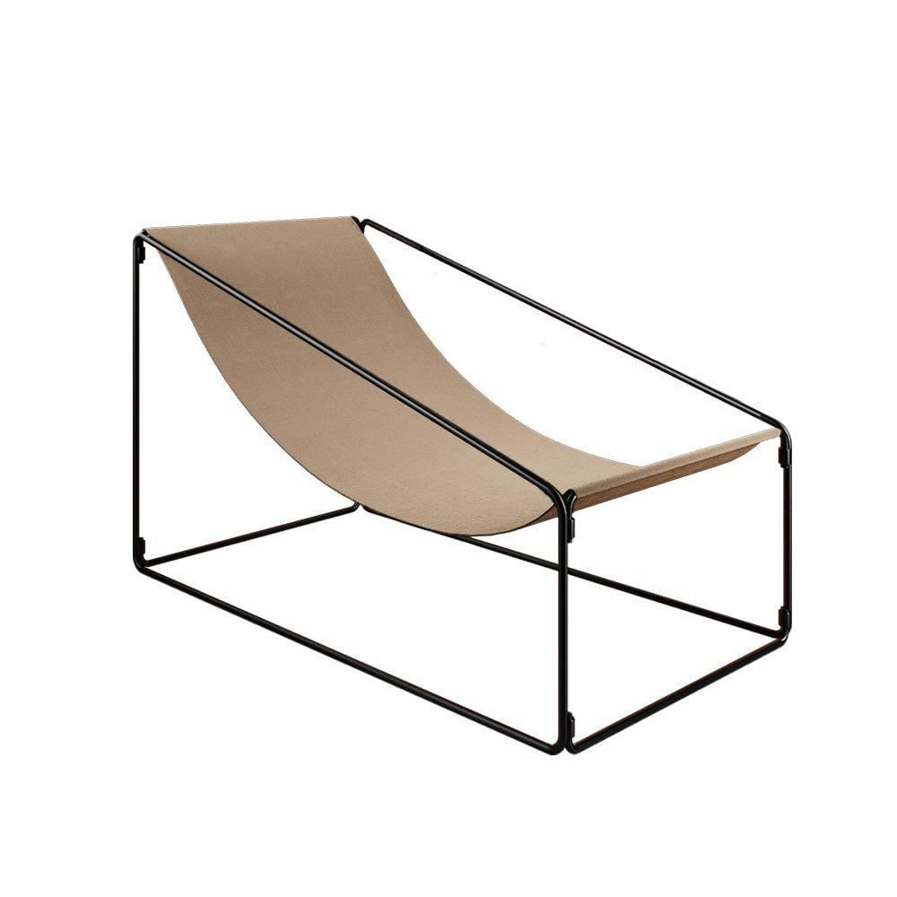 Espreguiçadeira Industrial Luxo Arpoador Tecido Suede Bege - Cor: Bege