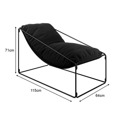 Espreguiçadeira Industrial Luxo Arpoador Com Almofada Preta - Cor: Preto