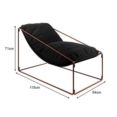 Espreguiçadeira Industrial Arpoador Com Almofada Cobre E Preto - Cor: Preto