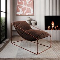 Espreguiçadeira Industrial Arpoador Com Almofada Cobre E Marrom - Cor: Marrom