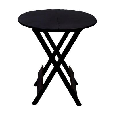 Mesa Redonda Dobrável Em Madeira Maciça 70X70 Preto Ideal Para Bares E Restaurantes