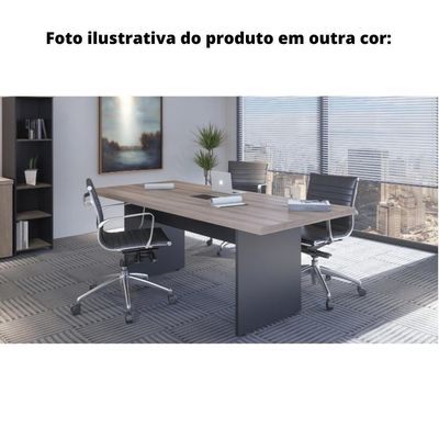 Mesa De Reunião Retangular 200 X 90 Cm Pé Painel Pe40 Em Mdp Walnut Base Preta