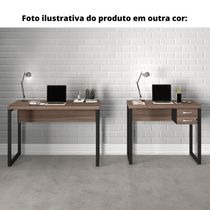 Mesa De Escritório Pé Tubular Pe25 Em Mdp 90 X 60 Cm Cor Walnut E Base Preta