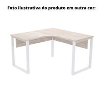 Mesa De Escritório Em L Pé Tubular Pe25 Em Mdp 135 X 135 X 60 Cm Cinza Com Base Preta