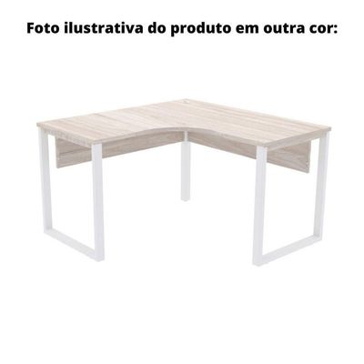 Mesa De Escritório Em L Pé Tubular Pe25 Em Mdp 155 X 155 X 60 Cm Preta Com Base Preta
