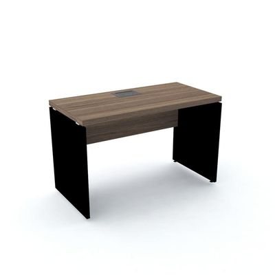 Mesa De Escritório Pé Painel Com Caixa De Tomada Pe40 Em Mdp 120 X 60 Cm Walnut Base Preta