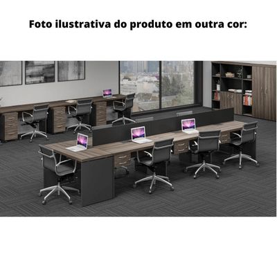 Mesa De Escritório Pé Painel Com Caixa De Tomada Pe40 Em Mdp 120 X 60 Cm Walnut Base Preta