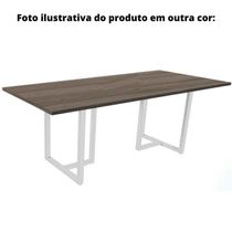 Mesa De Reunião Retangular 200 X 90 Cm Pé Tub Pe25 Em Mdp Cinza Com Base Preta