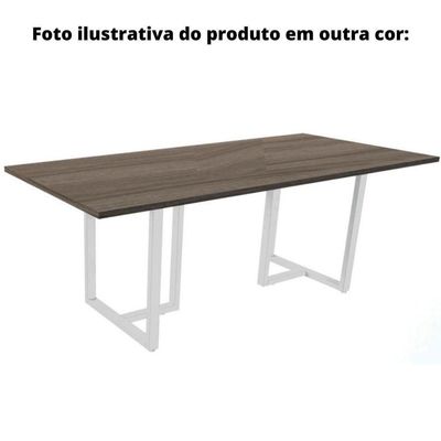 Mesa De Reunião Retangular 200 X 90 Cm Pé Tub Pe25 Em Mdp Cinza Com Base Preta
