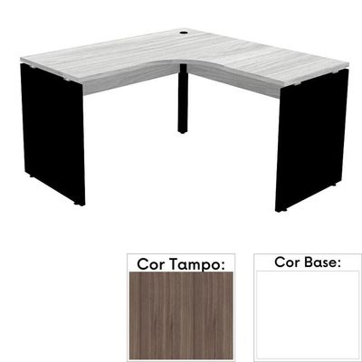 Mesa De Escritório Em L Pé Painel Pe25 Em Mdp 135 X 135 X 60 Cm Cor Walnut E Base Branca