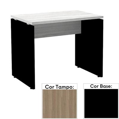 Mesa De Escritório Pé Painel Pe25 Em Mdp 90 X 60 Cm Cor Noce Naturalle E Base Preta